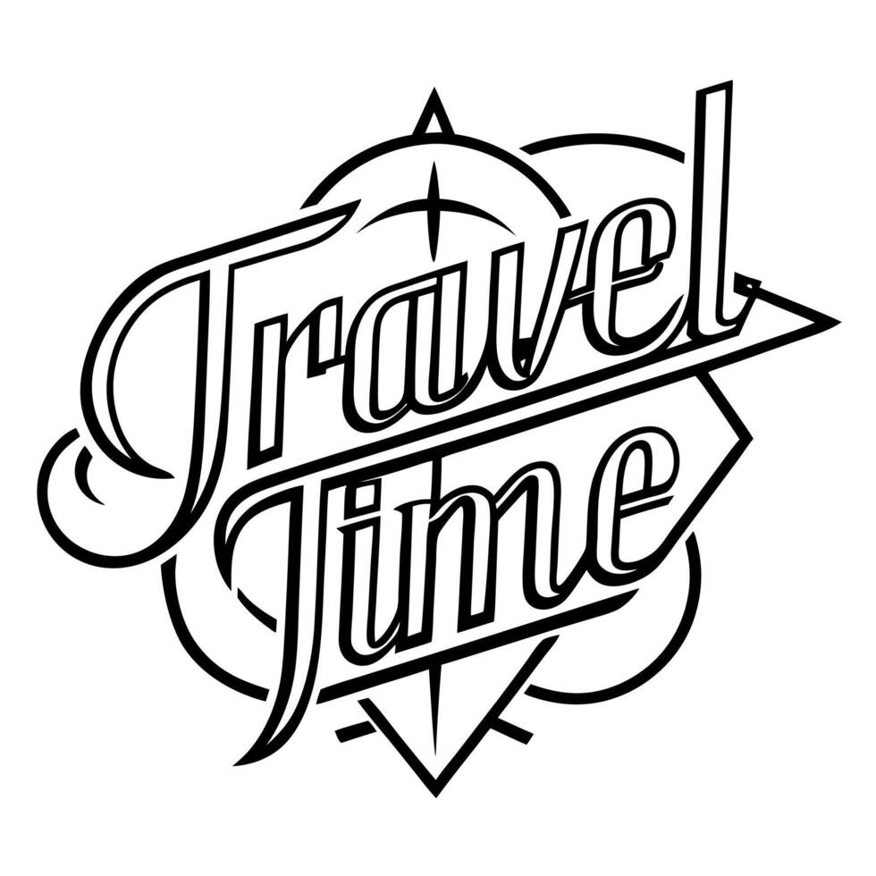travel time typography, illustration line art vector