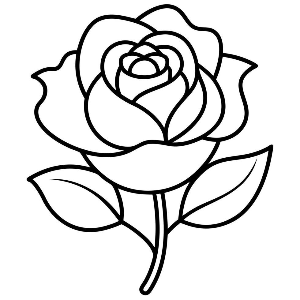 rose flower line icon isolated flat design , illustration line art vector