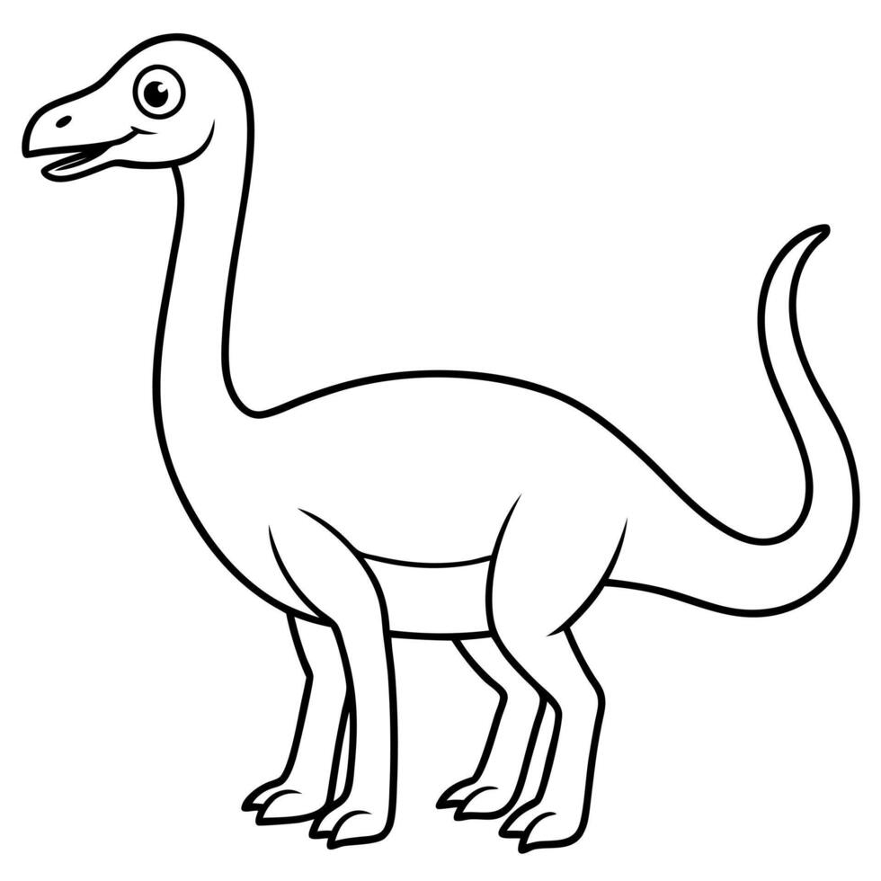 cute dinosaur gallimimus coloring page, illustration line art vector