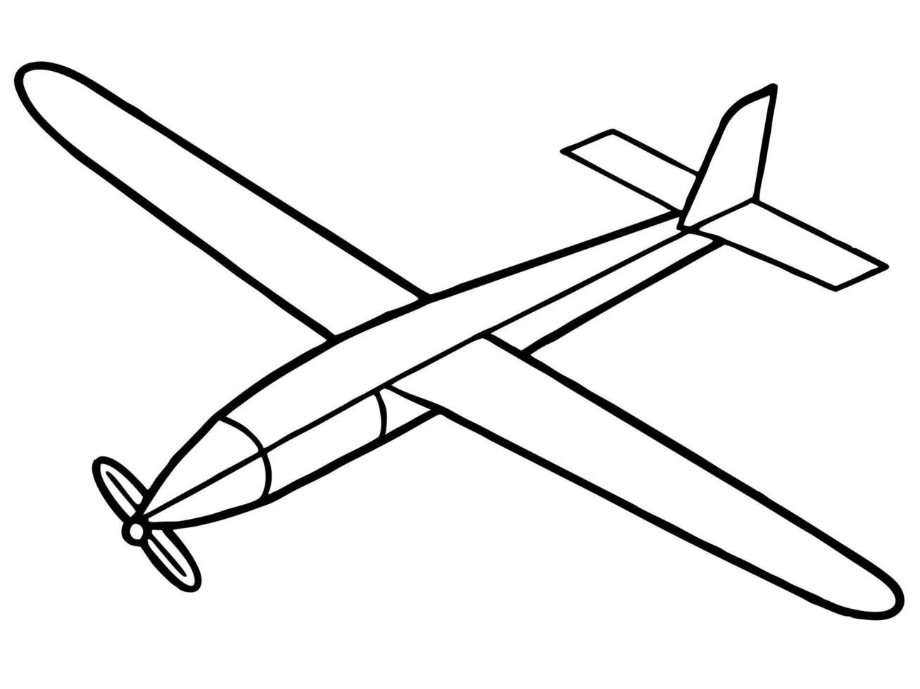 a launching glider plane, illustration line art vector