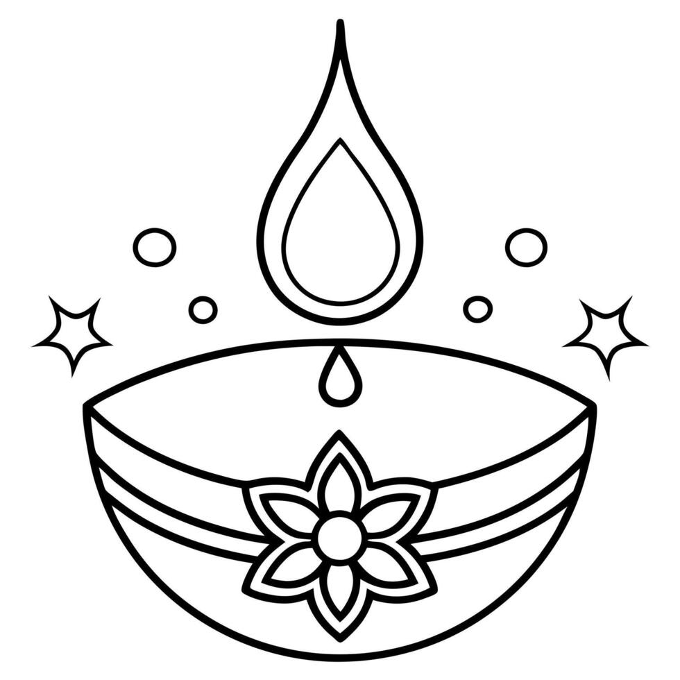 happy diwali post design, illustration line art vector