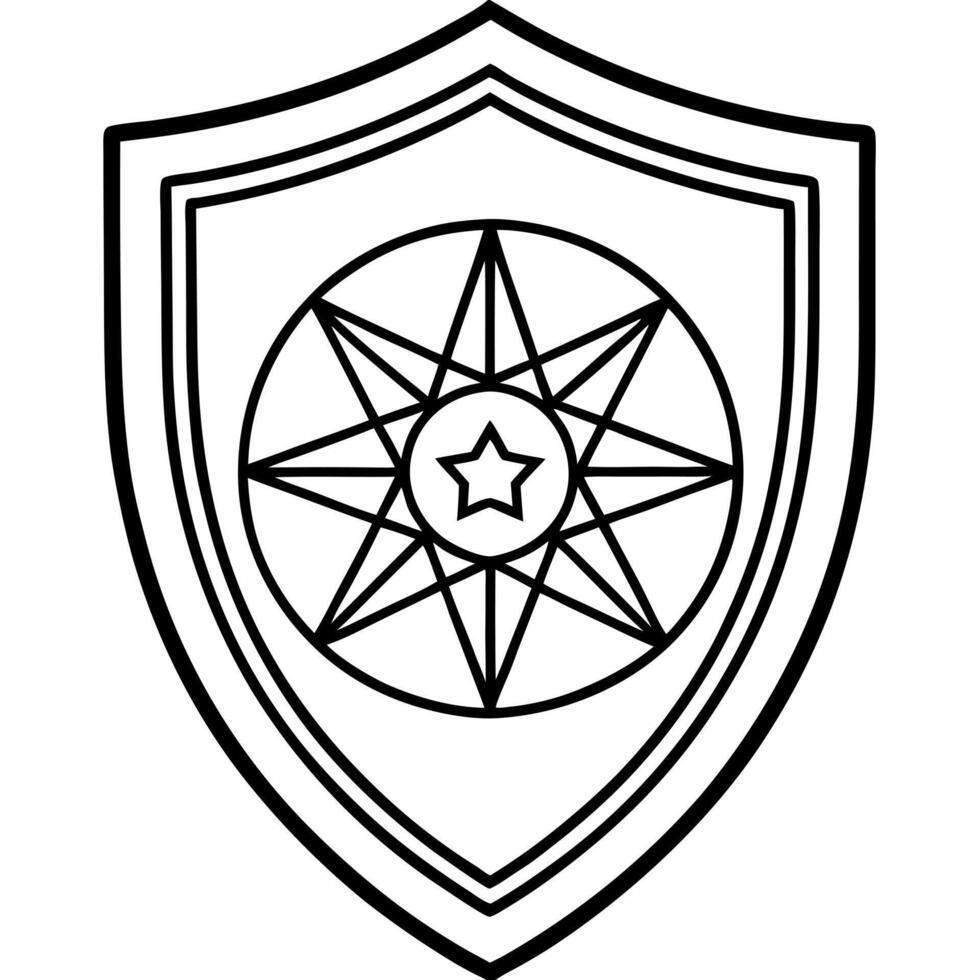witchcraft shield, illustration line art vector