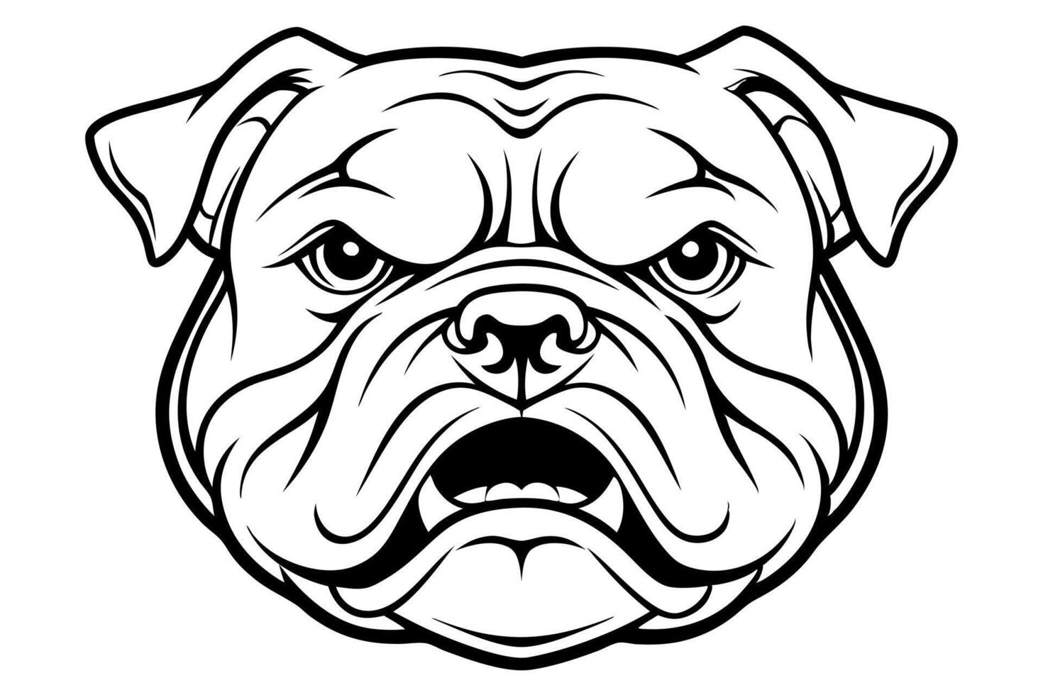 angry bulldog head in vintage style isolated illustration, illustration line art vector