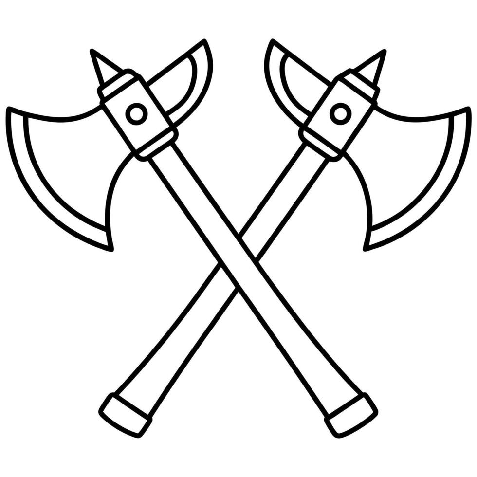 2 axe, illustration line art vector