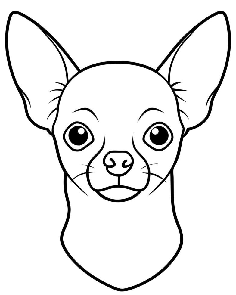 chihuahua dog entire head front view, illustration line art vector