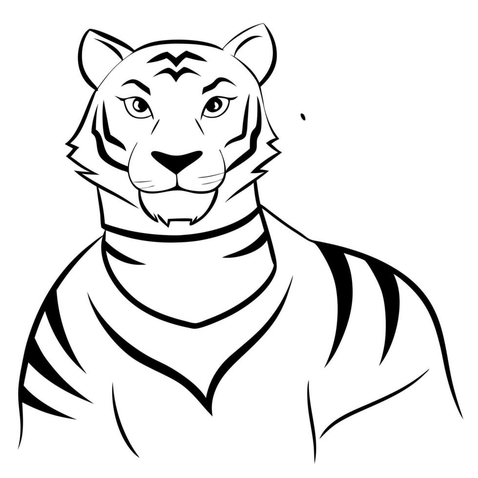 superhero tiger, illustration line art vector