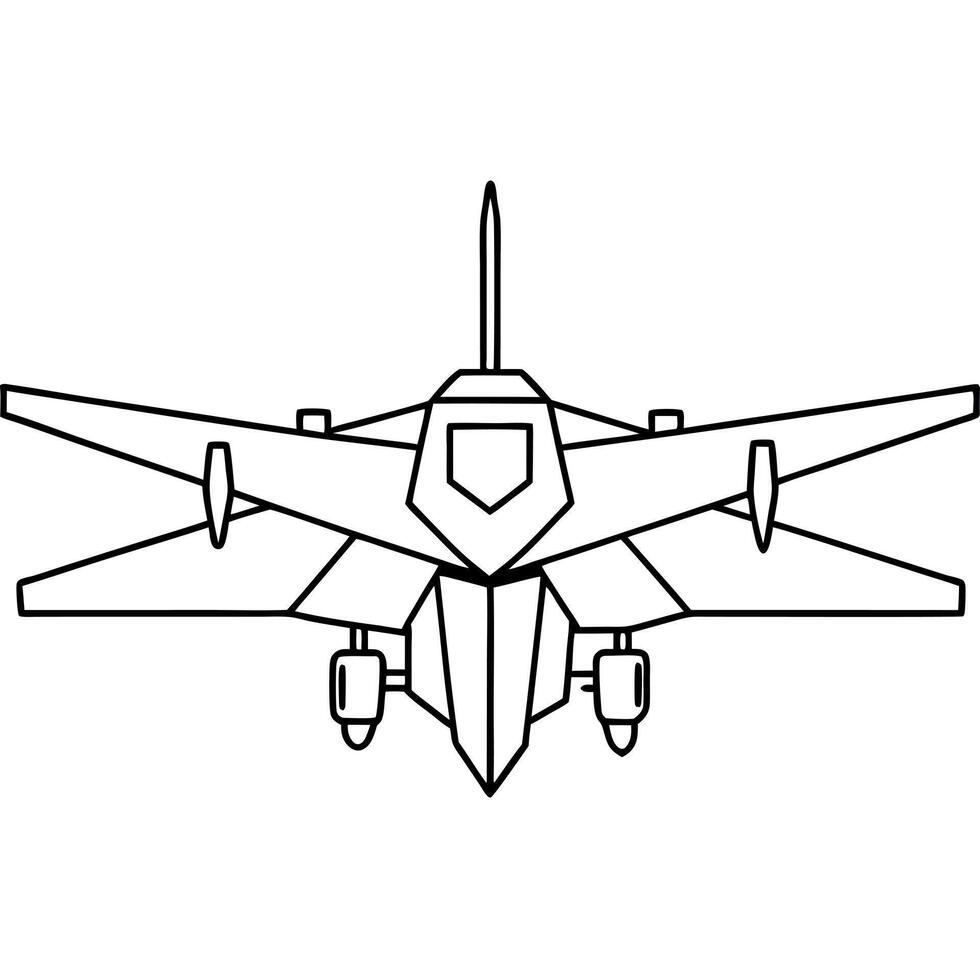 big drone fighter military, illustration line art vector
