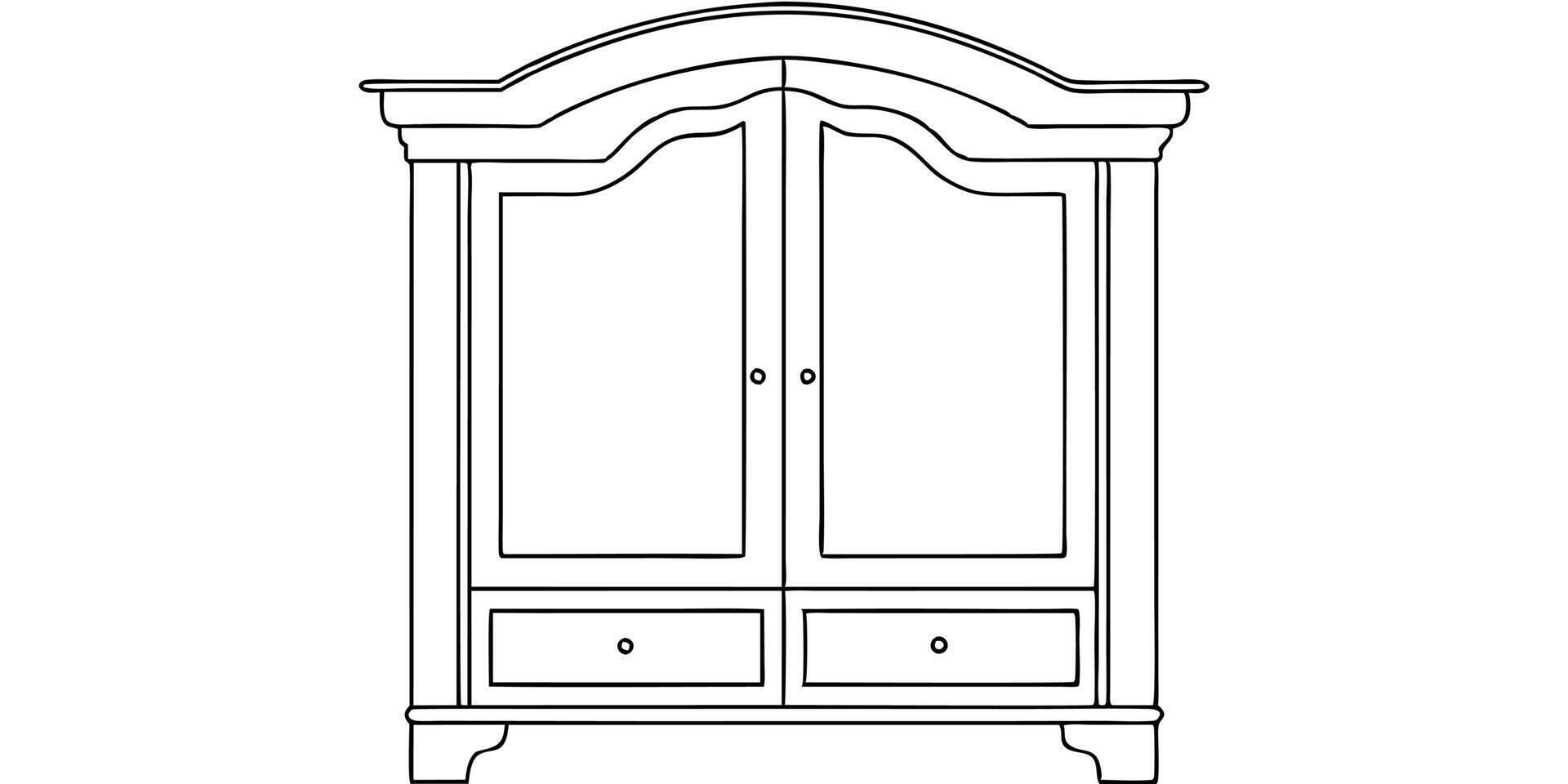 armoire side view, illustration line art vector