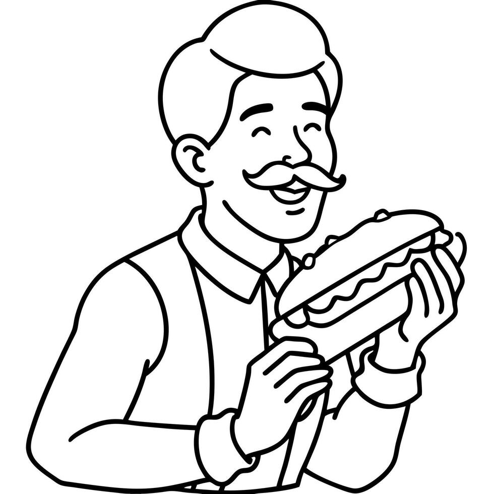 enjoy a homemade french baguette sandwich, with crispy bacon and deli meat, as a satisfying lunch vector