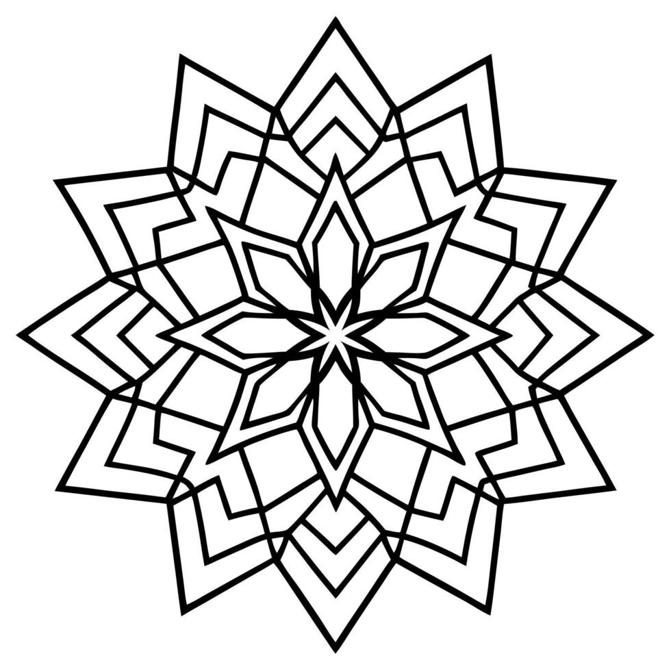 design a mandala using only geometric shapes like triangles, circles, and squares, with perfect vector