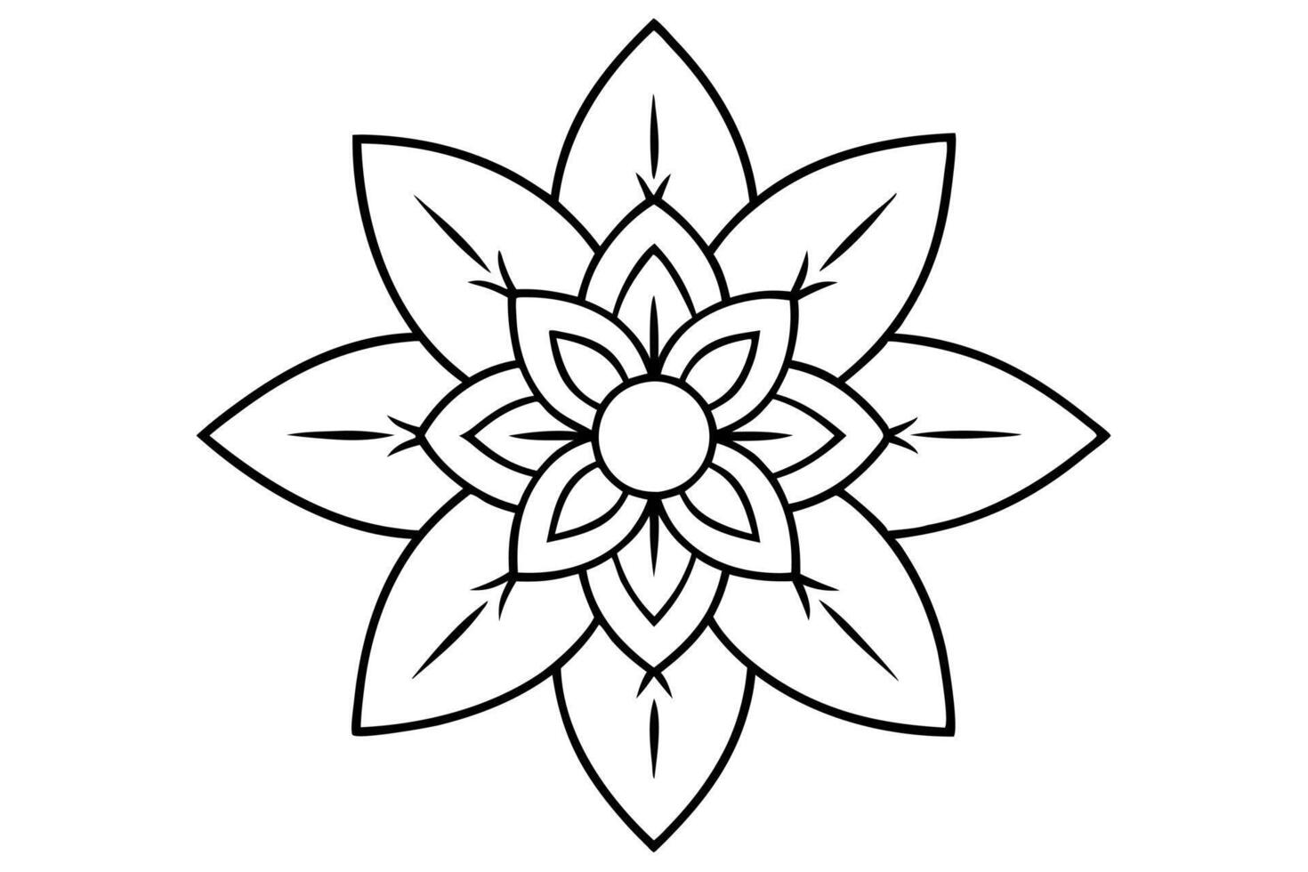 a black and white floral mandala design with only bold, clean outlines the design should feature a vector