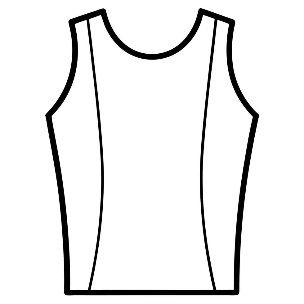 design a mens sleeveless top with front and back views, using black outlines on a white background, vector