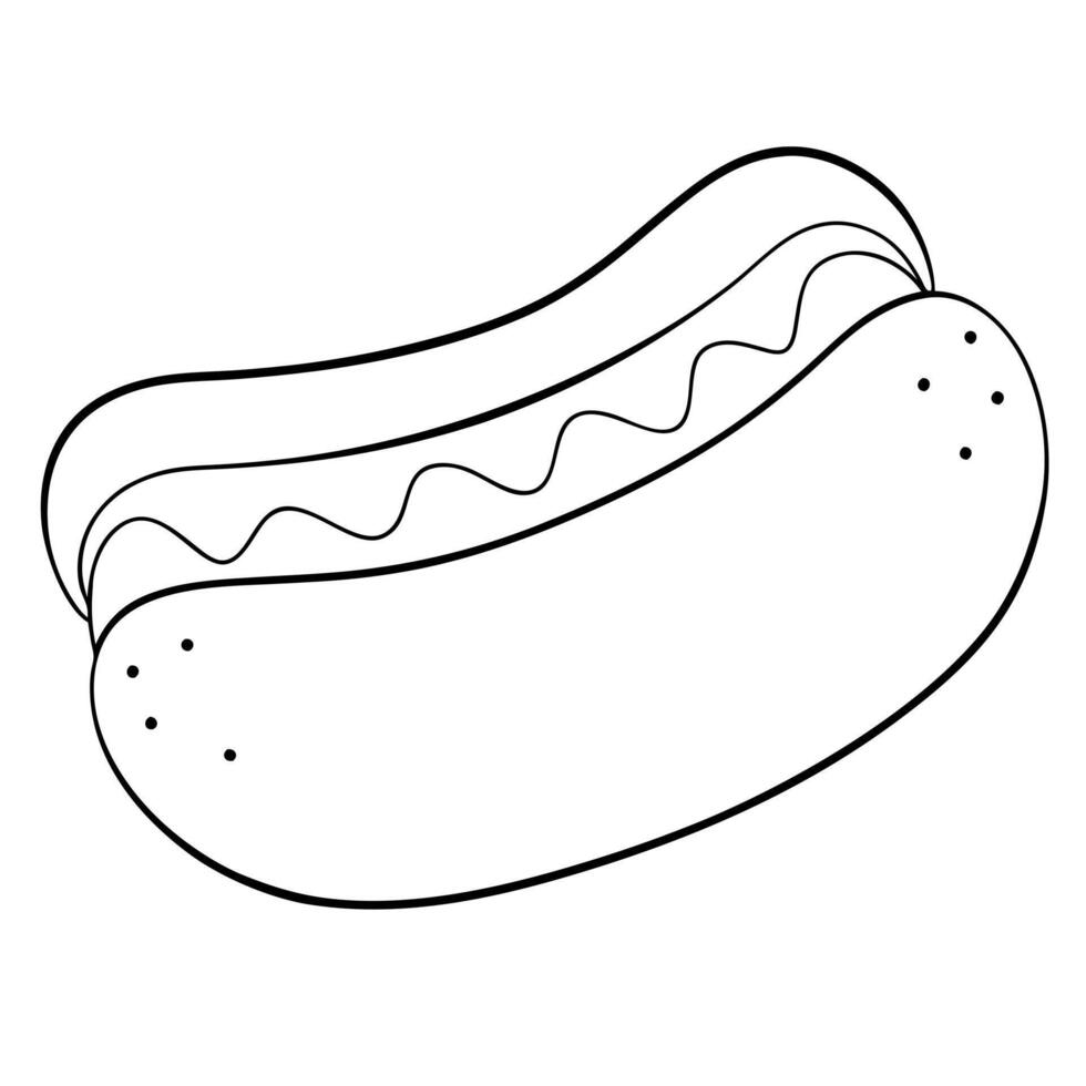 chili dog, illustration line art vector