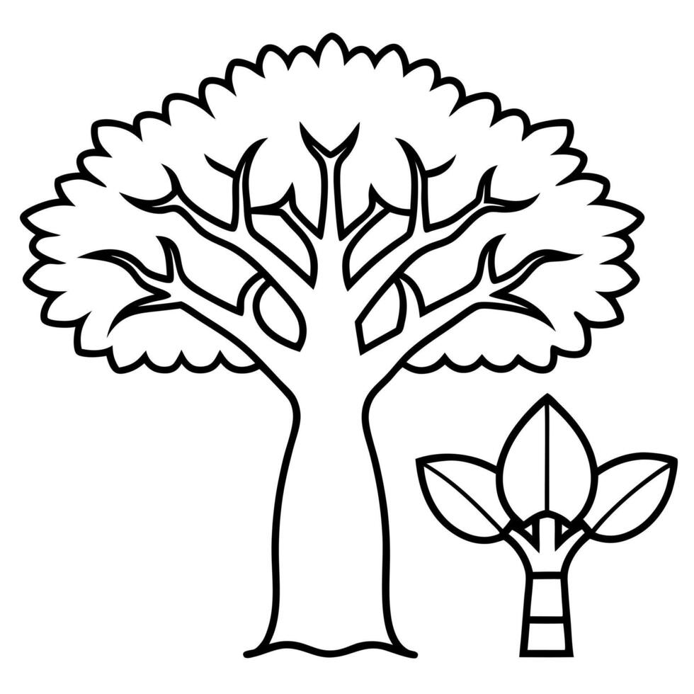 a striking line art of a maple tree with its distinctive leaf shapes, intertwined with the thick, vector
