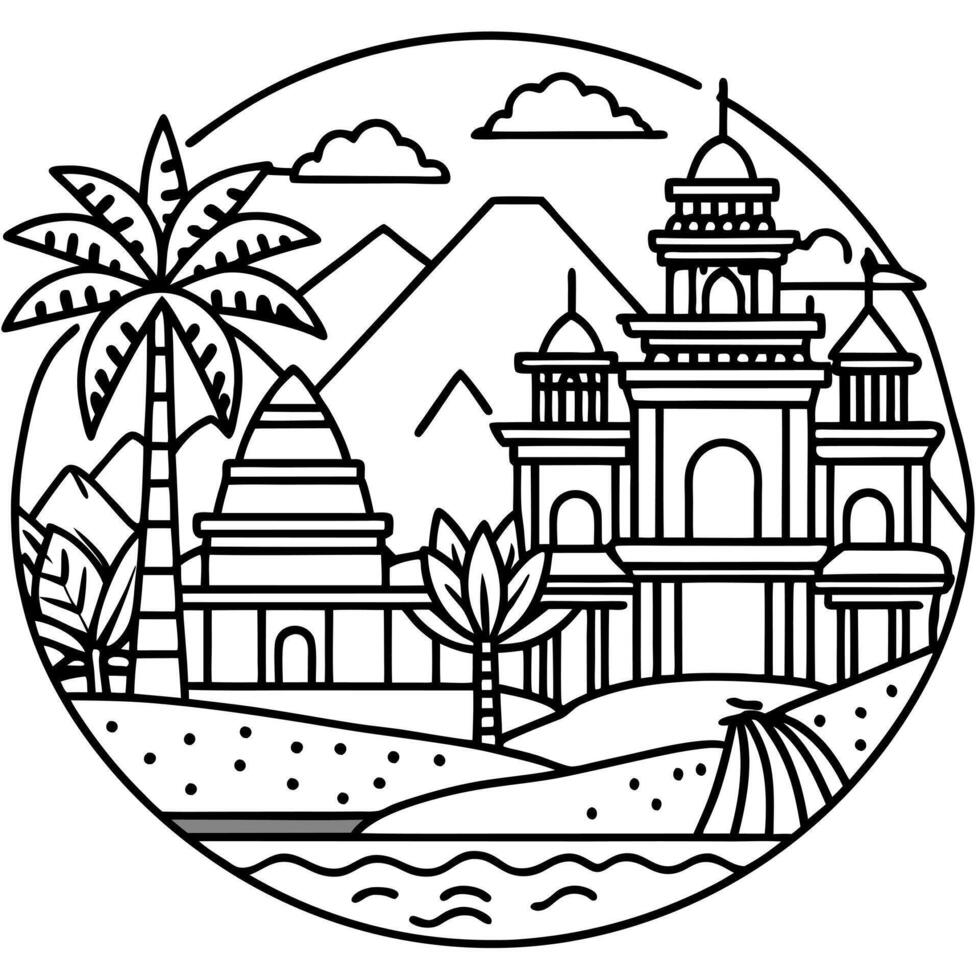 tourism, illustration line art vector