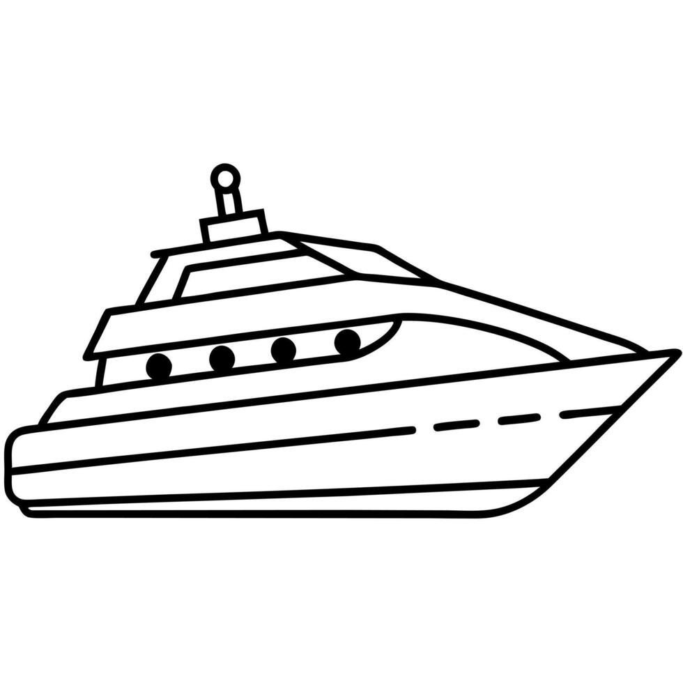 3d icon of a yacht, illustration line art vector