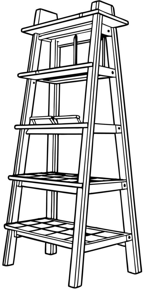 shelving ladder, illustration line art vector