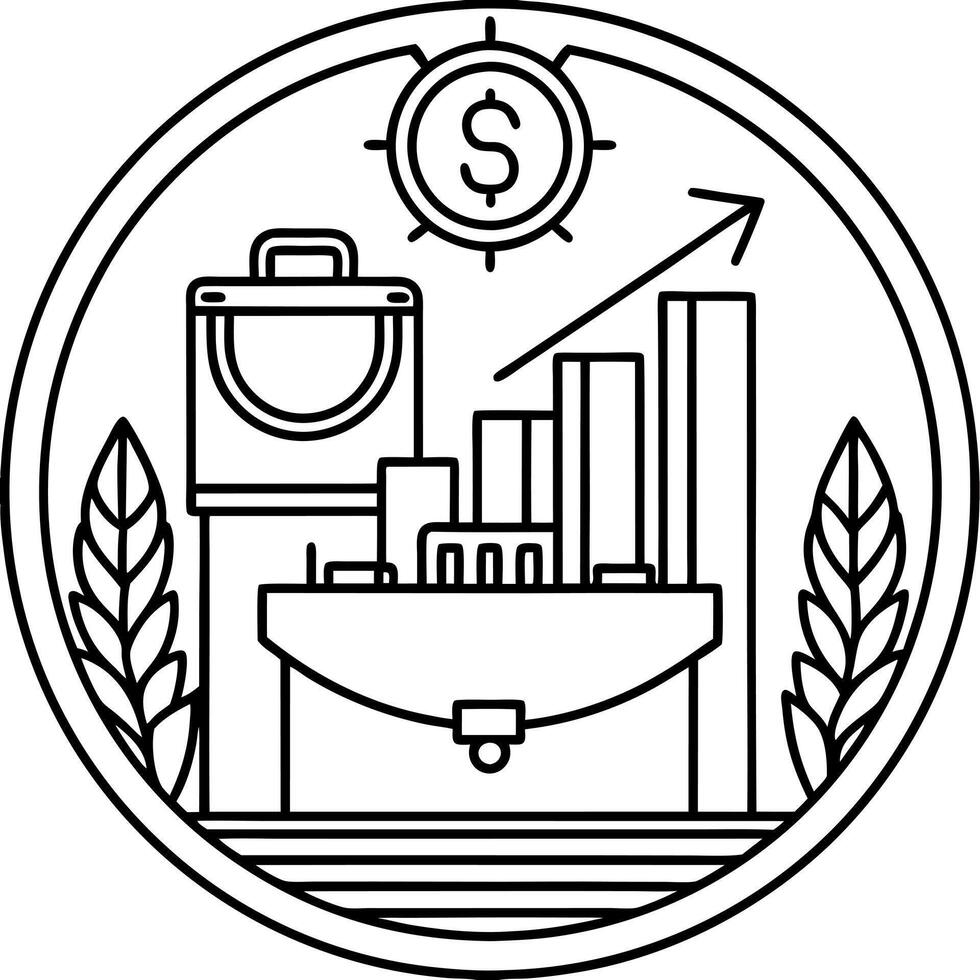 finance icon for business on white background, illustration line art vector