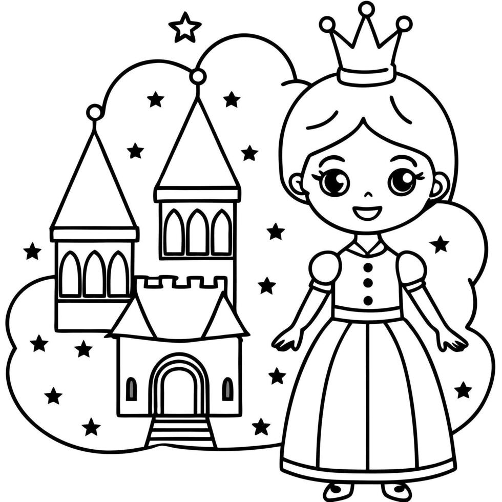 fairytale - for kids, illustration line art vector