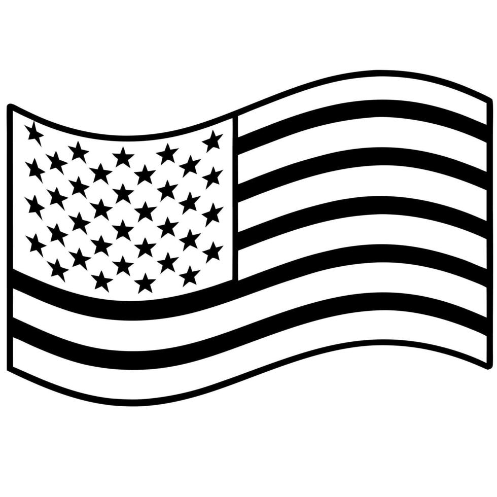 usa flag, illustration line art vector