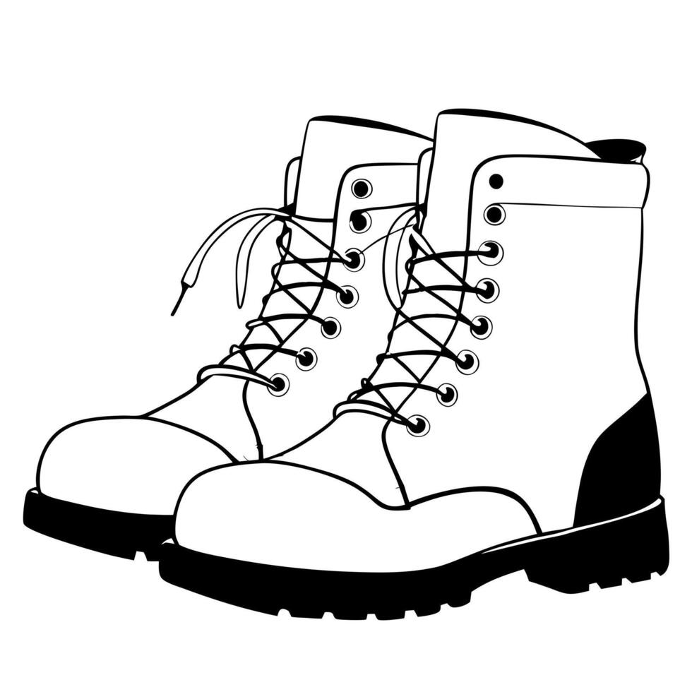 travel boots, illustration line art vector