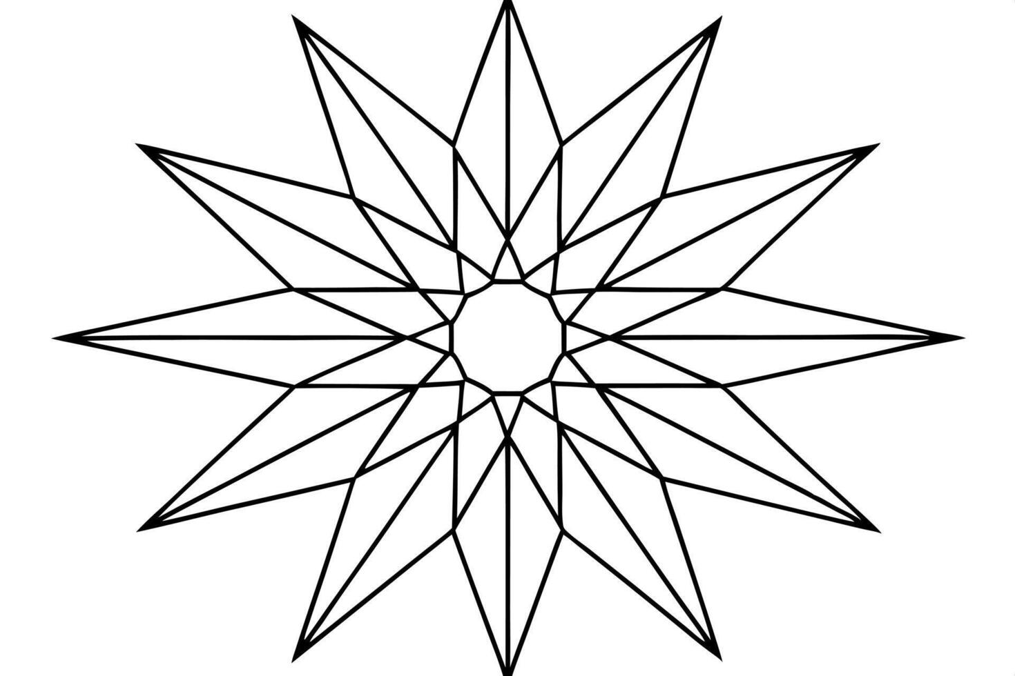 a mandala that captures the radiating energy of sunrays use sharp, angular lines to represent rays vector