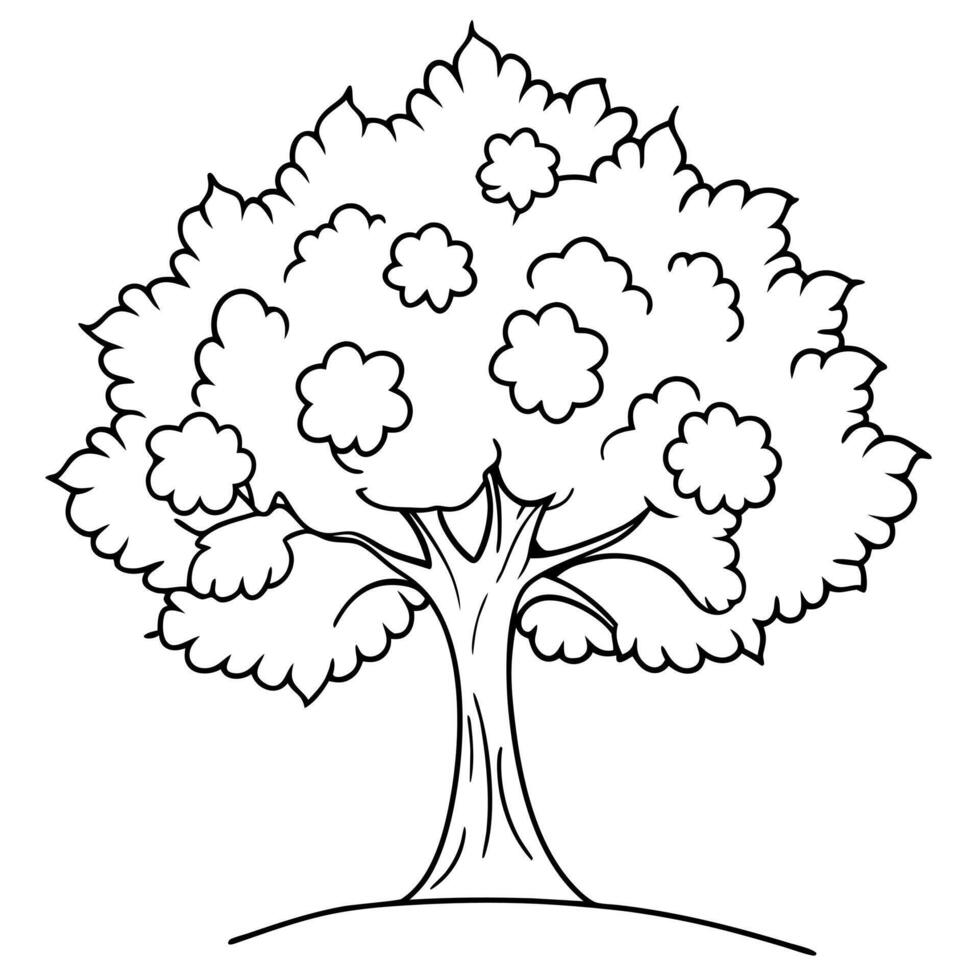 chestnut tree, illustration line art vector