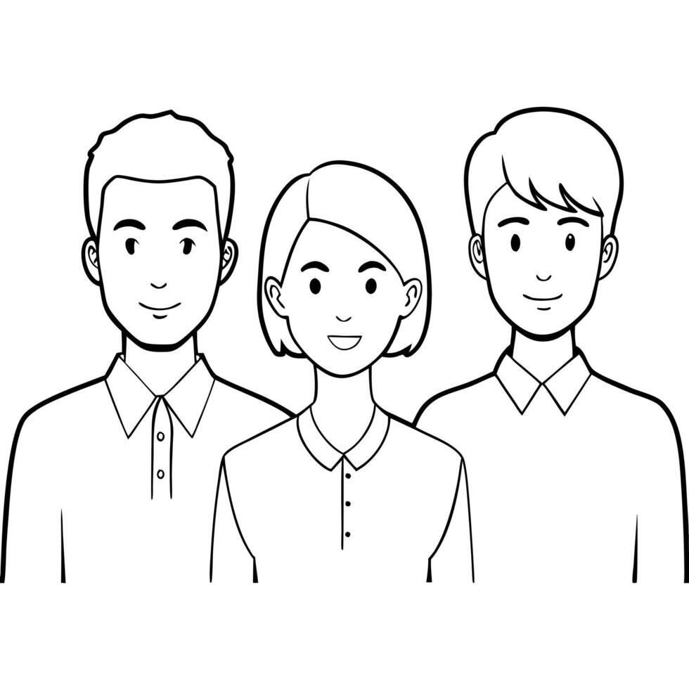 clients 3 persons, illustration line art vector