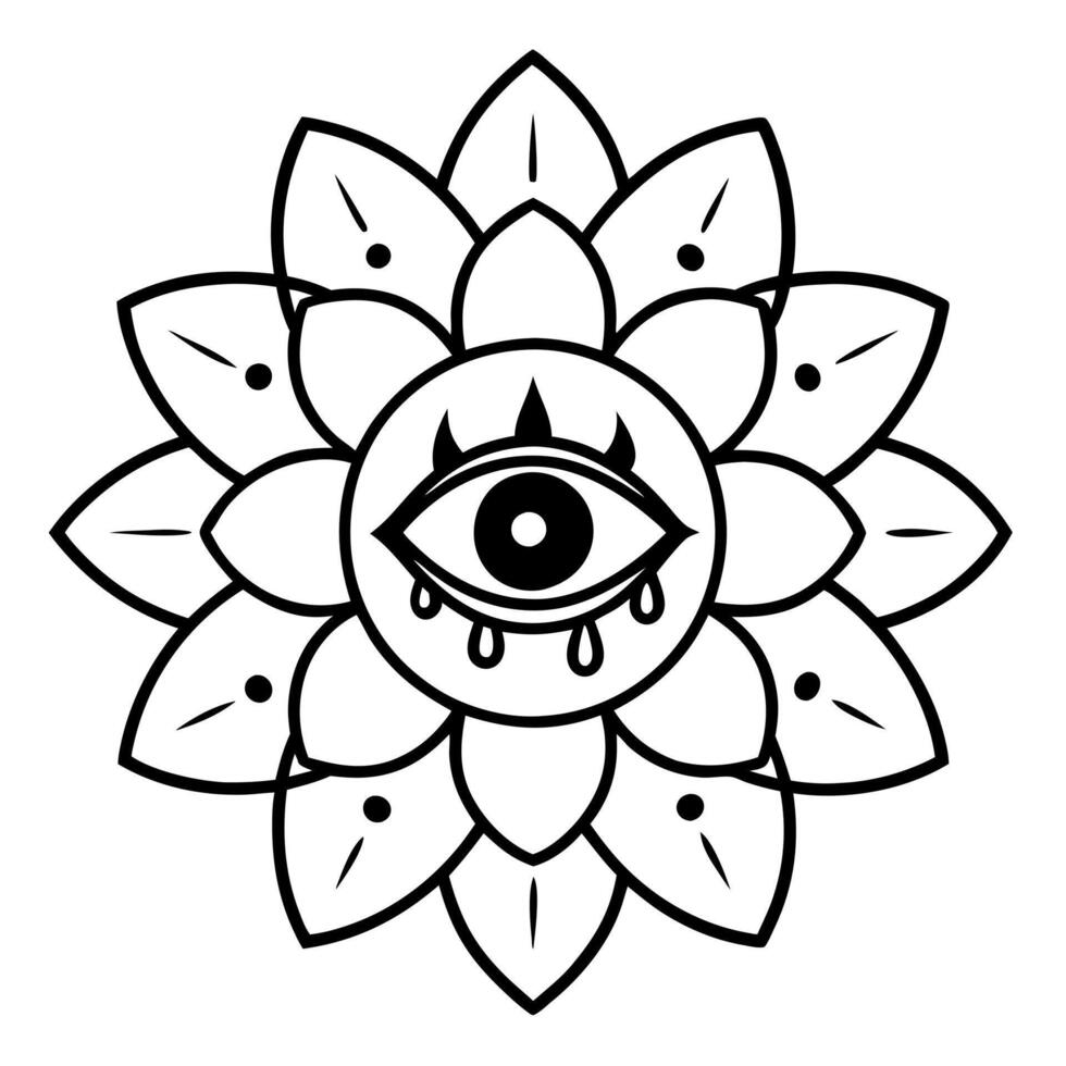 bloody eye mandala, illustration line art vector