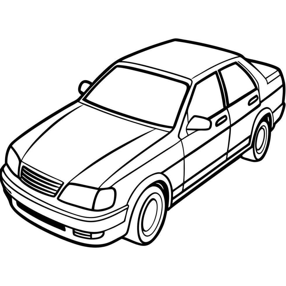 car outline art black color, illustration line art vector