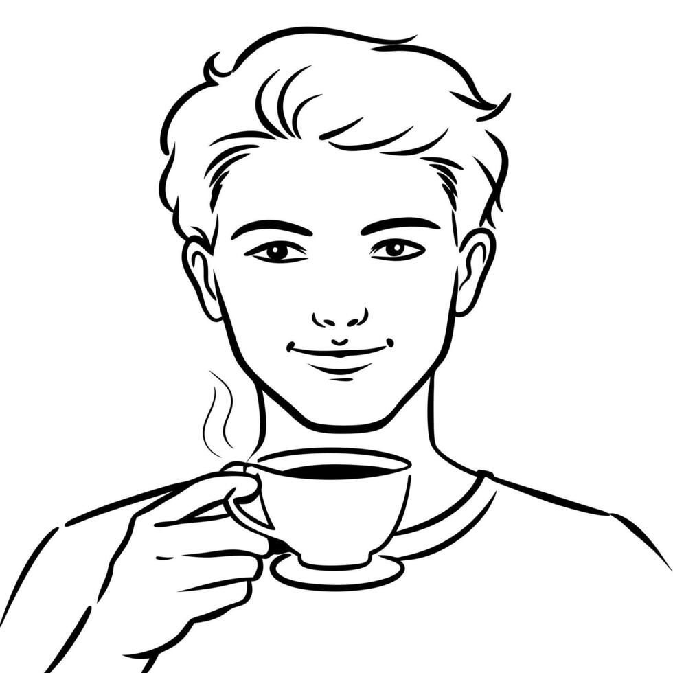 coffee lover, illustration line art vector