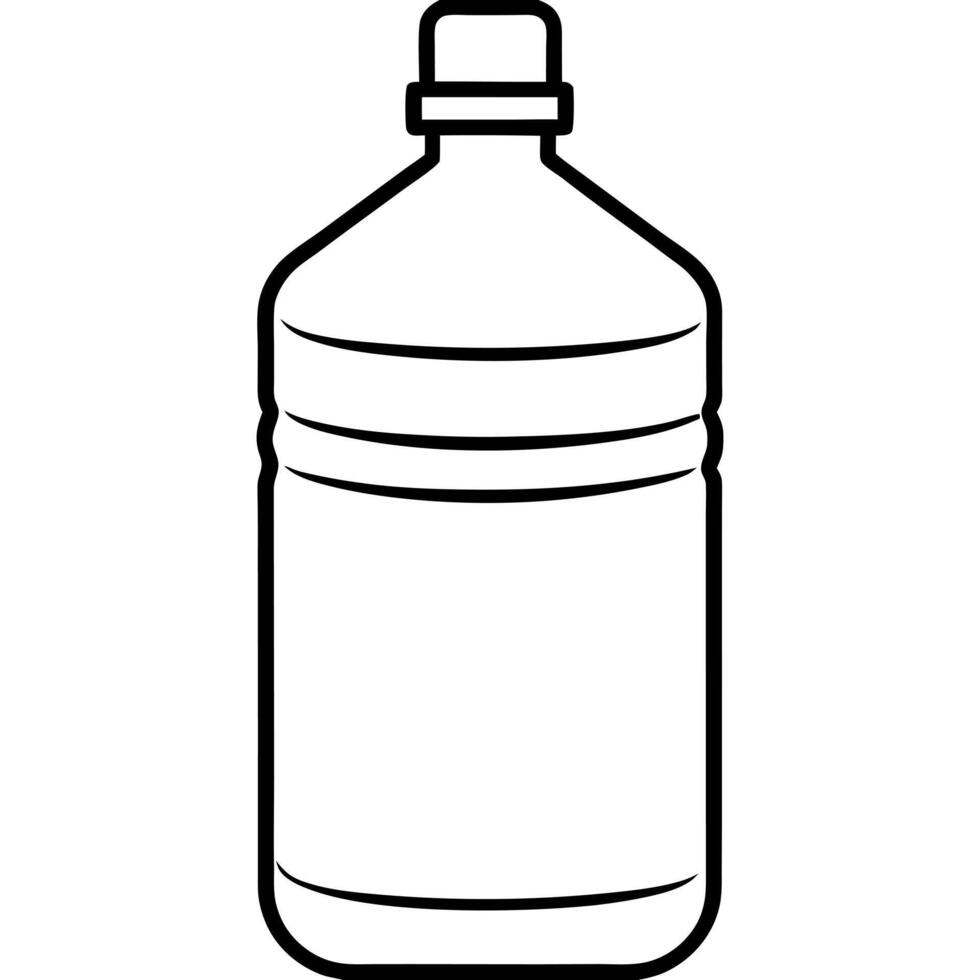 a large water bottle with bold, easy-to-fill details, illustration line art vector