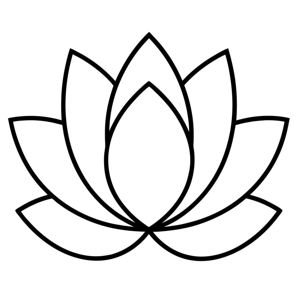 a simple, clean line art icon of a lotus flower, emphasizing its layered petals, vector