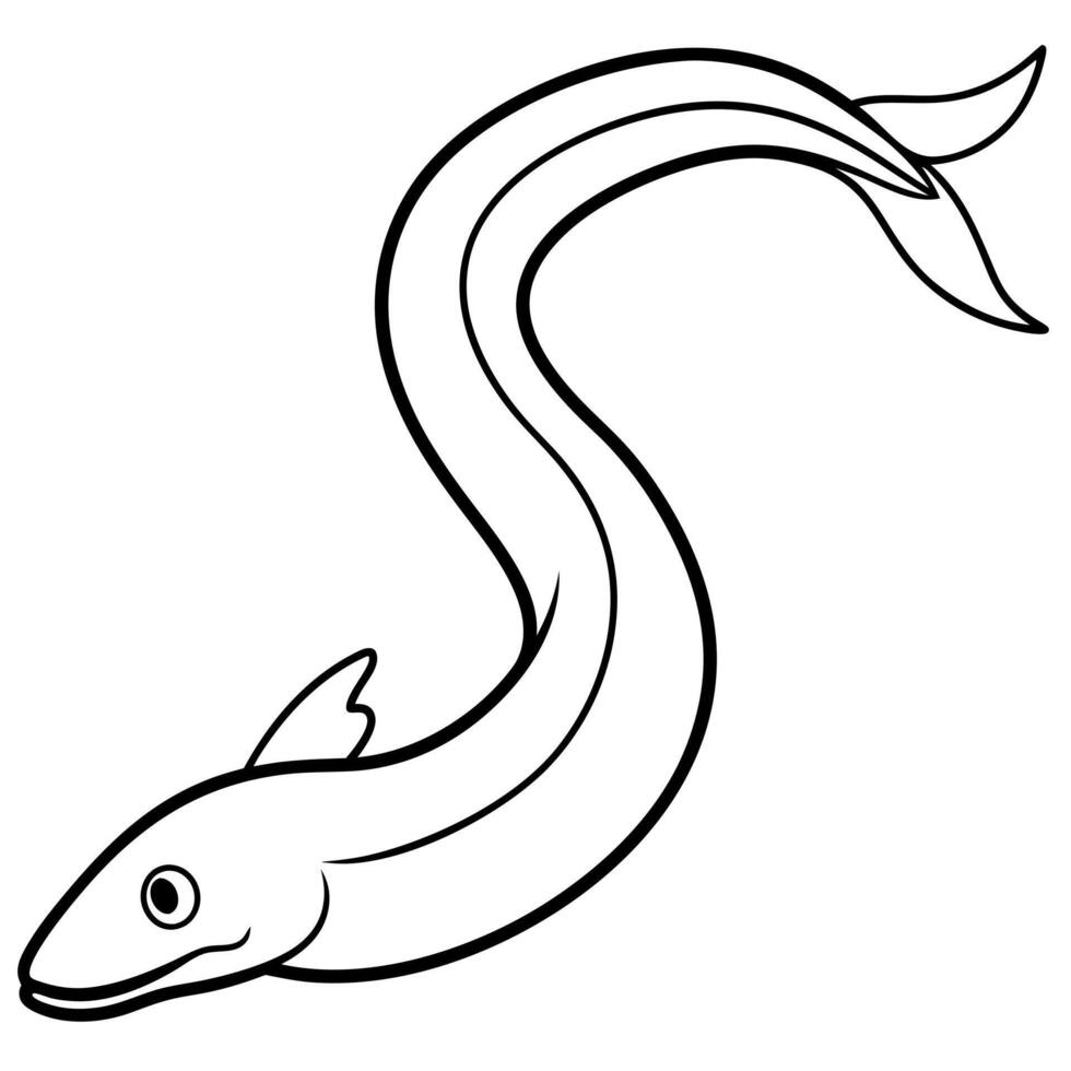 eel straightened the eel extends its body straight, often while moving quickly or darting vector