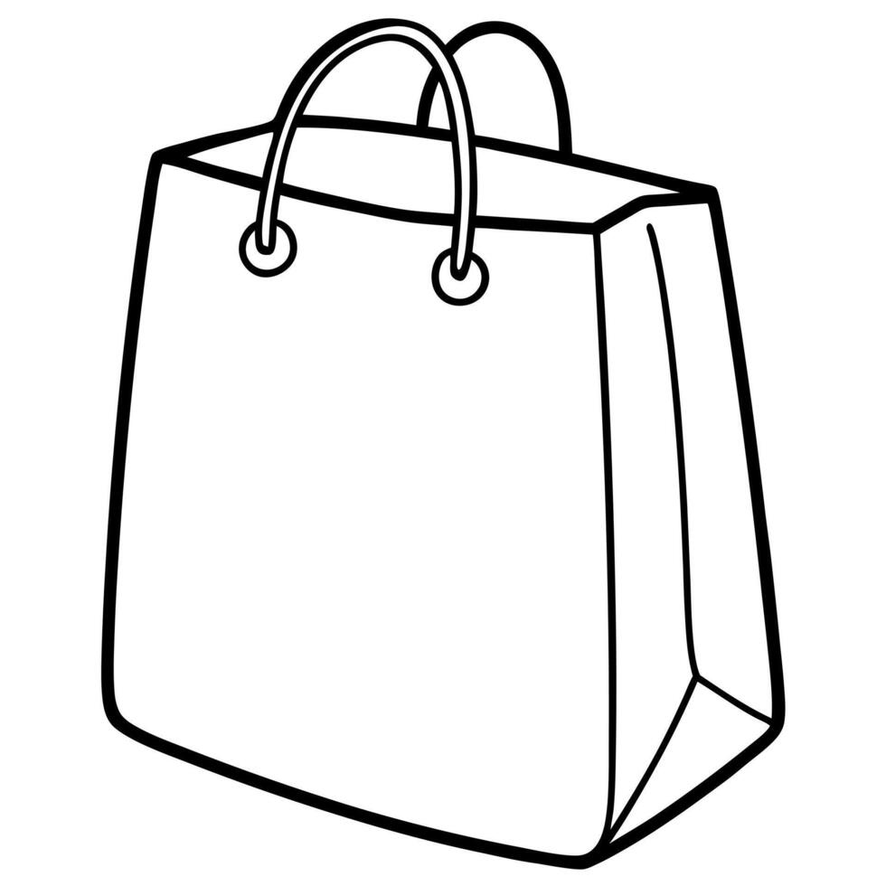 doodle shopping bag on white background, illustration line art vector
