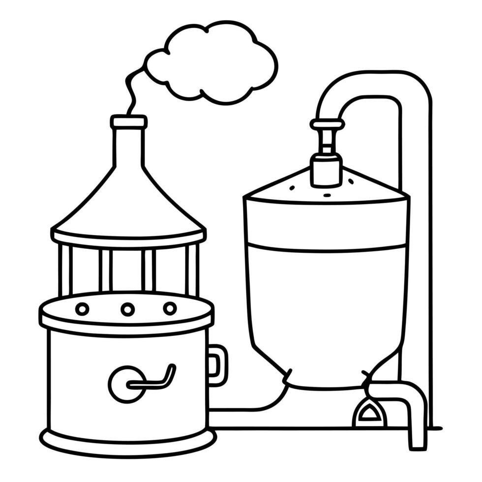 brewing, illustration line art vector