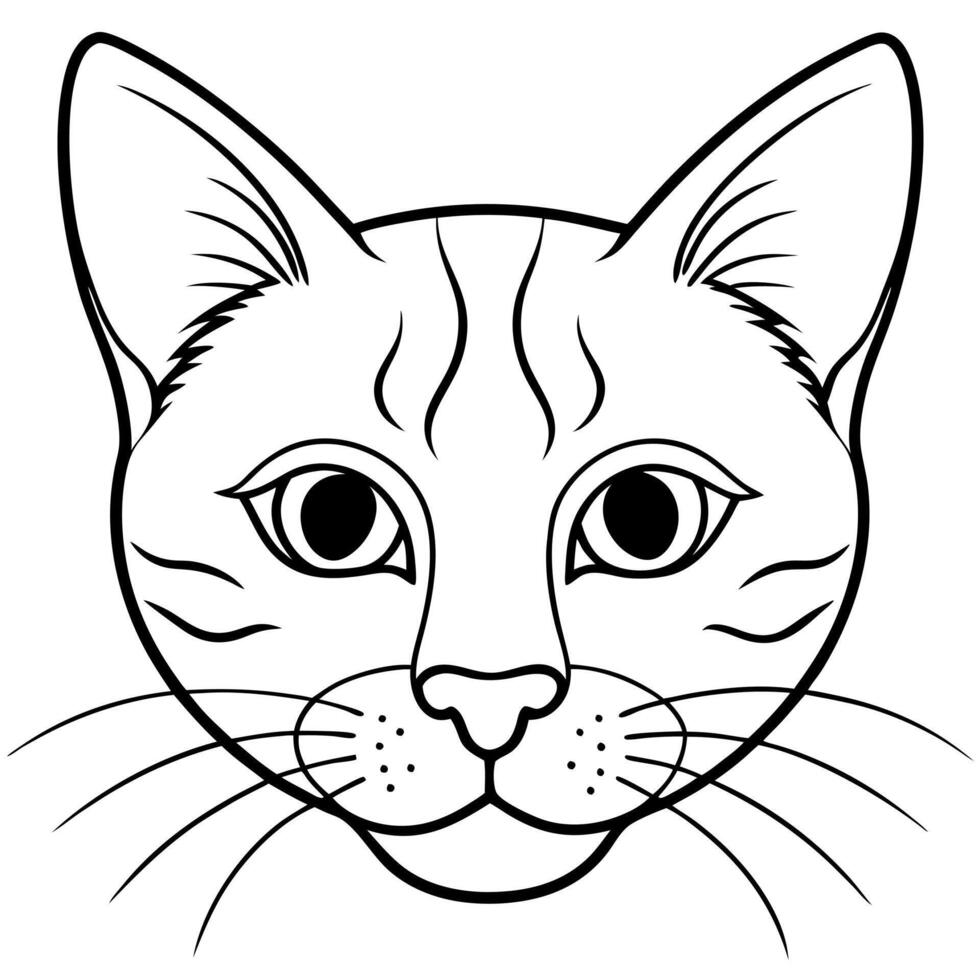 cat head, illustration line art vector