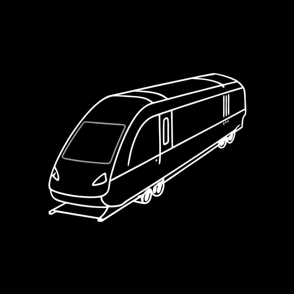 autonomous trains, illustration line art vector