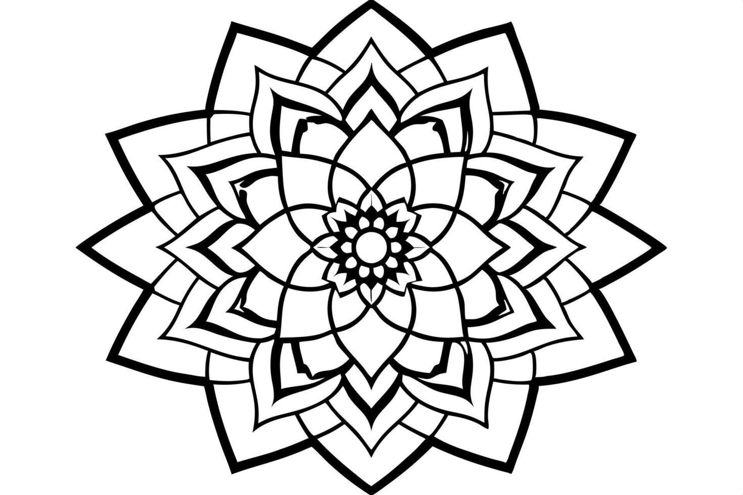 a vibrant mandala with intricate geometric patterns, blending warm and cool colors in perfect vector