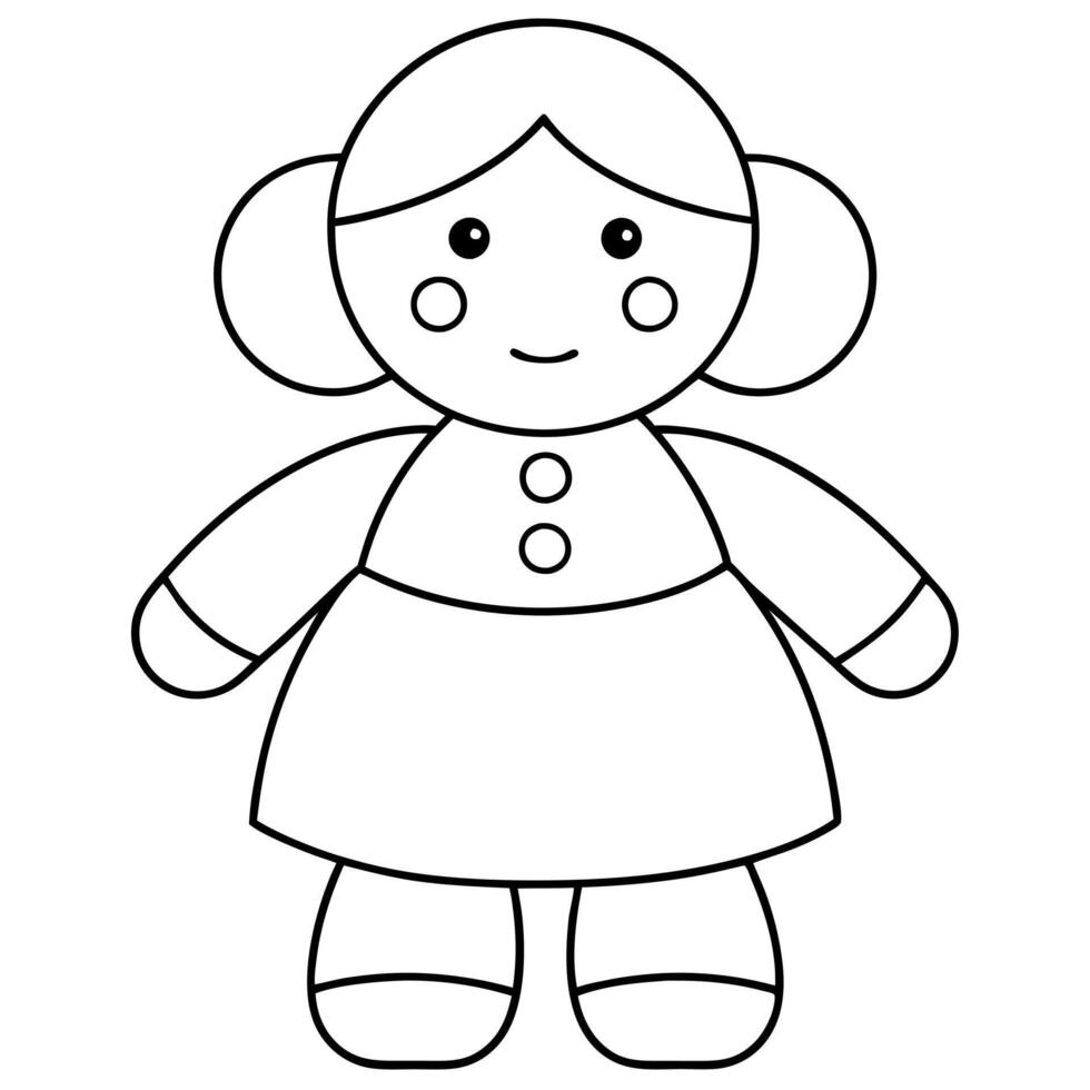 dolls line art on white background, illustration line art vector