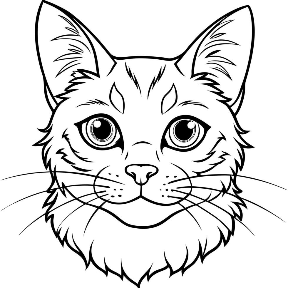 un gato con ojos expresivos, illustration line art vector