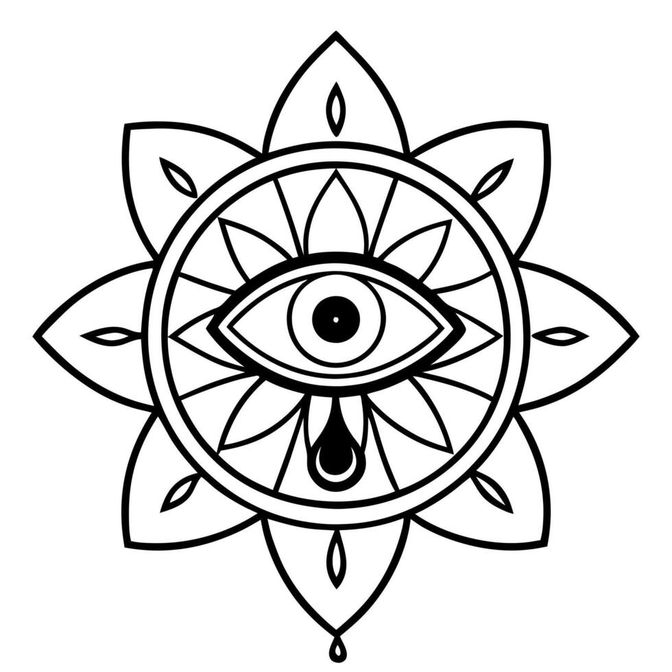 bloody eye mandala, illustration line art vector
