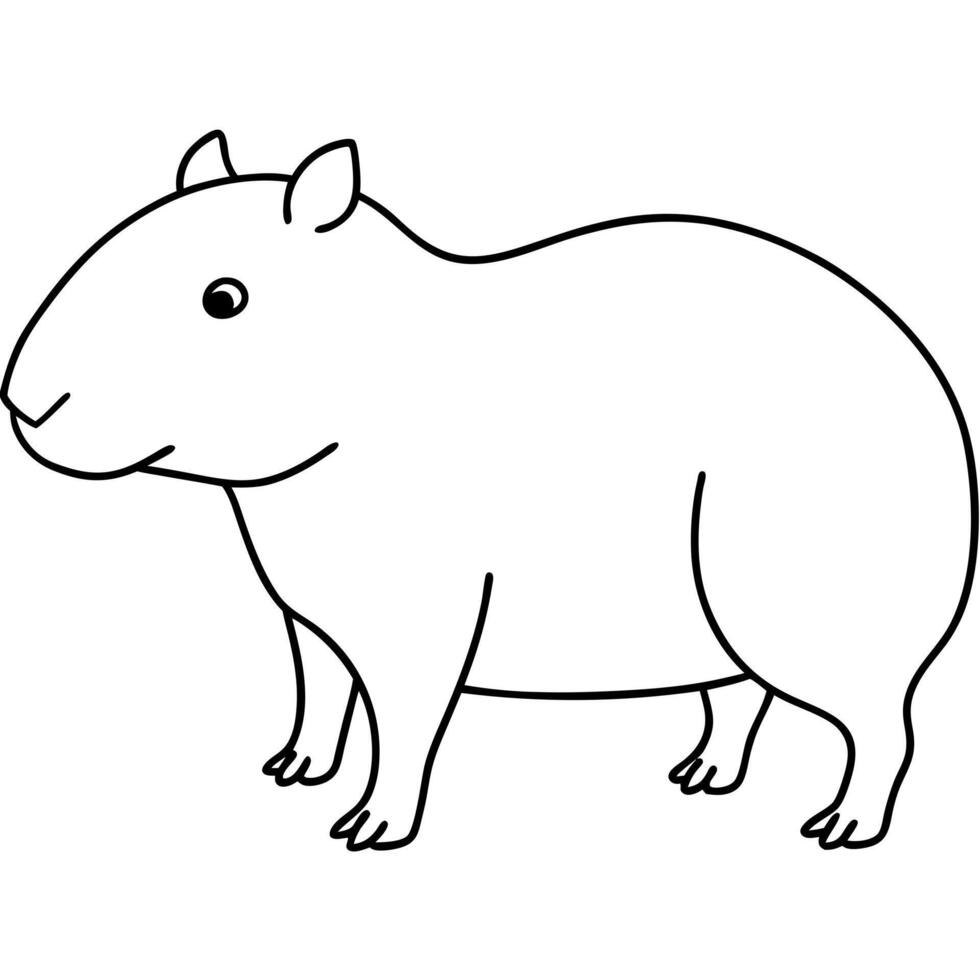 a drawing of a simple cute capybara, illustration line art vector
