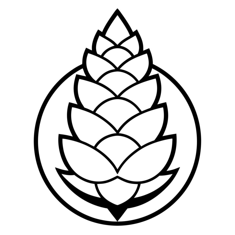 draw a black and white cedar cone logo for a trading company, illustration line art vector
