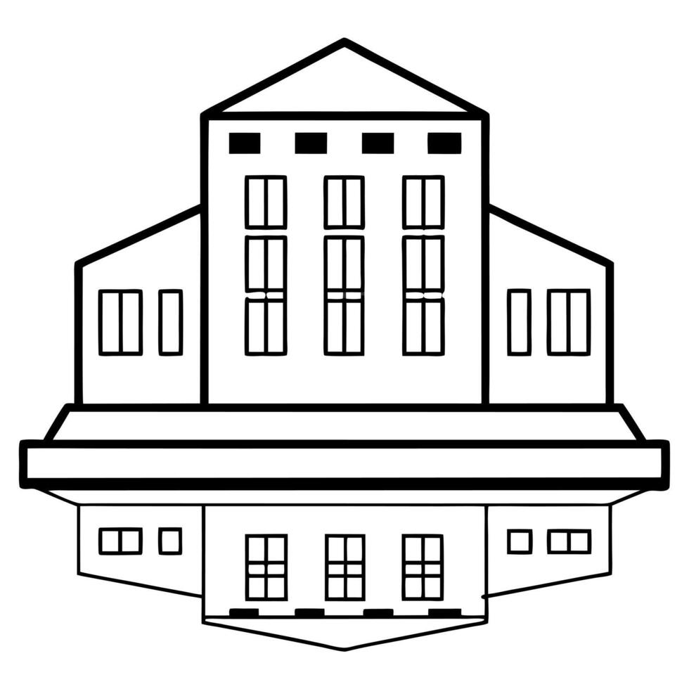 a reflection of a building in a puddle or a window, illustration line art vector