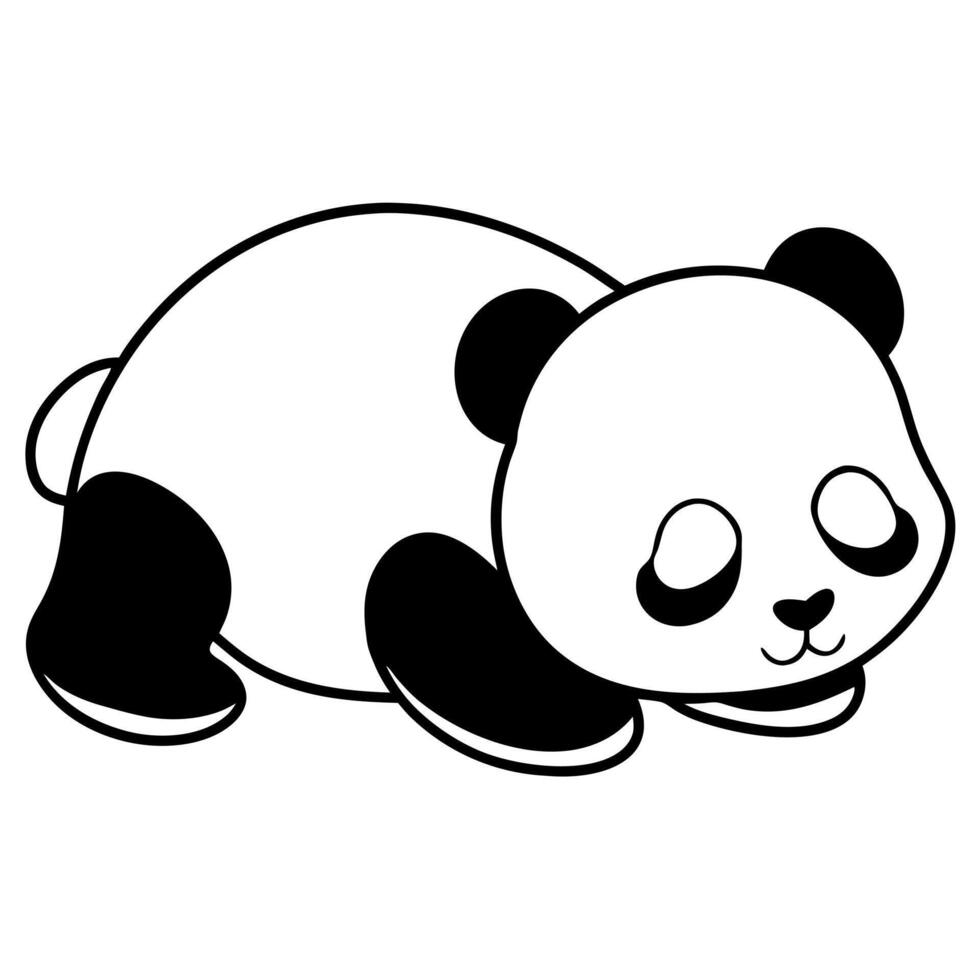 baby panda sleeping, illustration line art vector