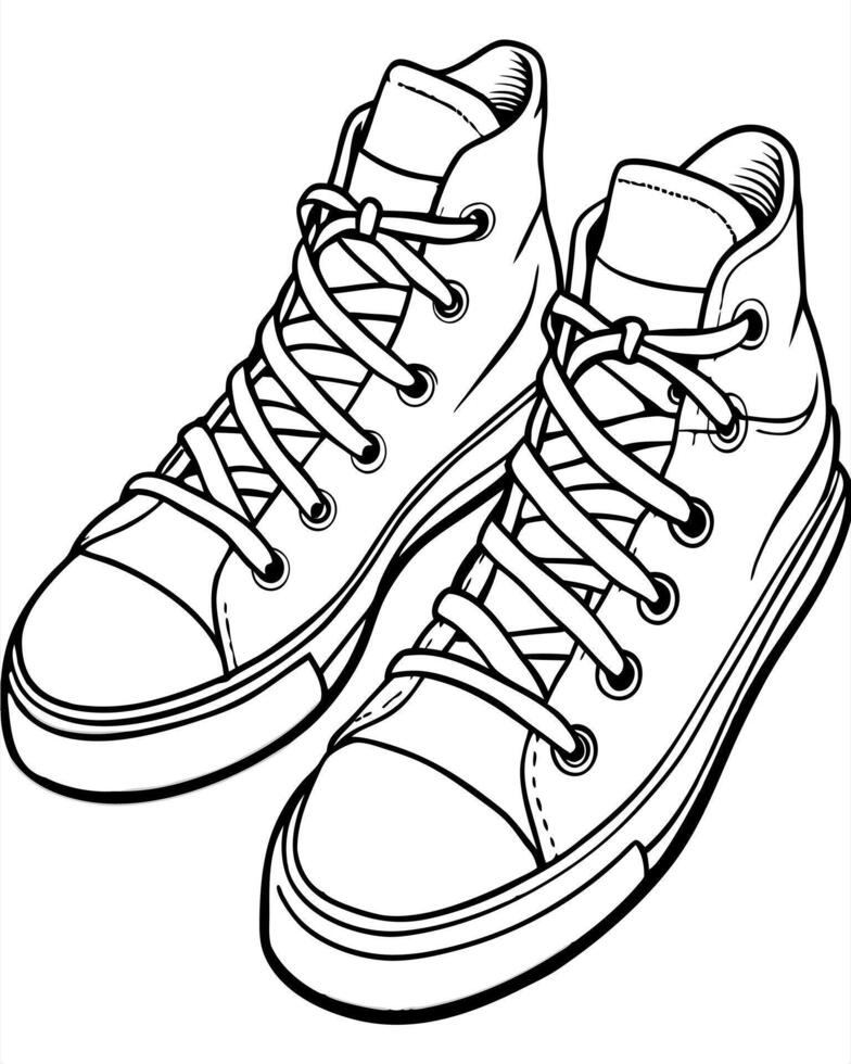 converse shoes, illustration line art vector