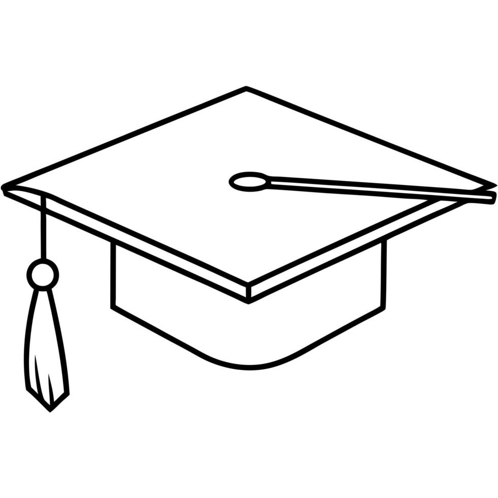 a graduation cap, illustration line art vector