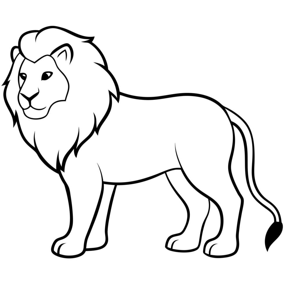 a silhouette of a lion illustration on a white background, illustration line art vector
