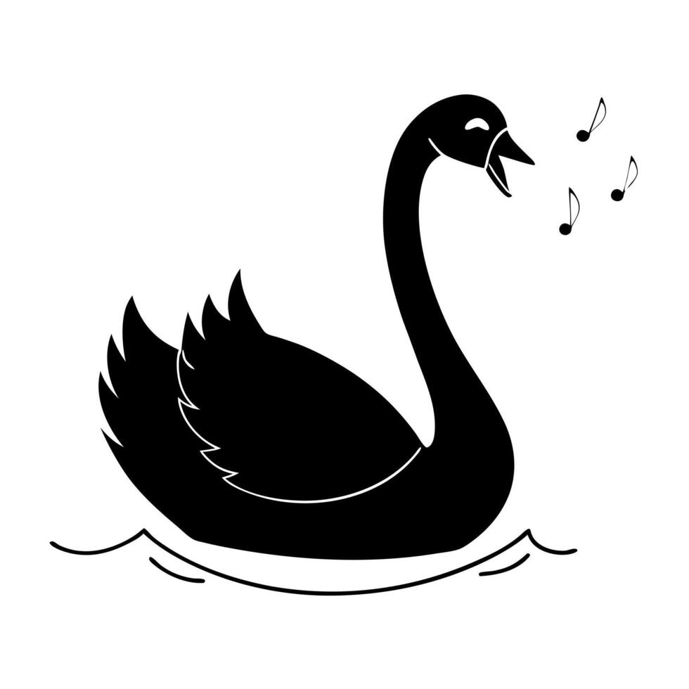 black swan bird roar, illustration line art vector